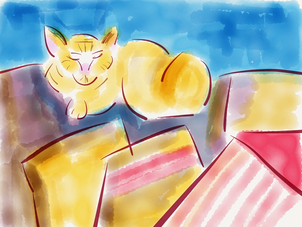 cat on couch illustration