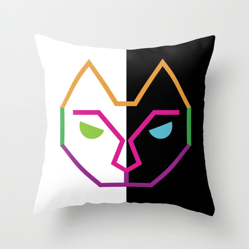 Eclectic cat  throw pillow by lindsey baker